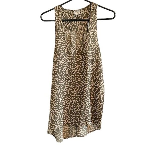 Inked & Faded Tops - Olive Green/Cream Print Tank - Medium